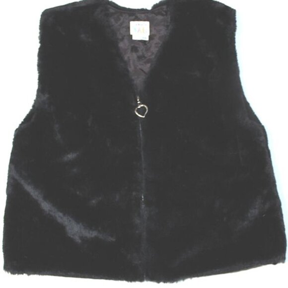 Talbot's Kids Faux Fur Zippered Vest sz XXL 16 /18 Black - Picture 1 of 2